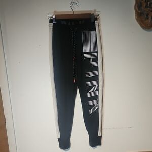 PINK Victoria's Secret Black Track Pants with Tapered Fit